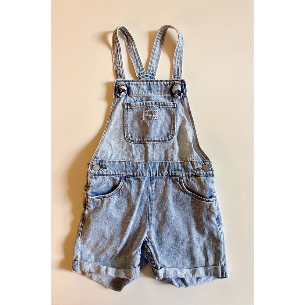 Levi's Girls Size 8 Denim Light Wash Shortall Adjustable